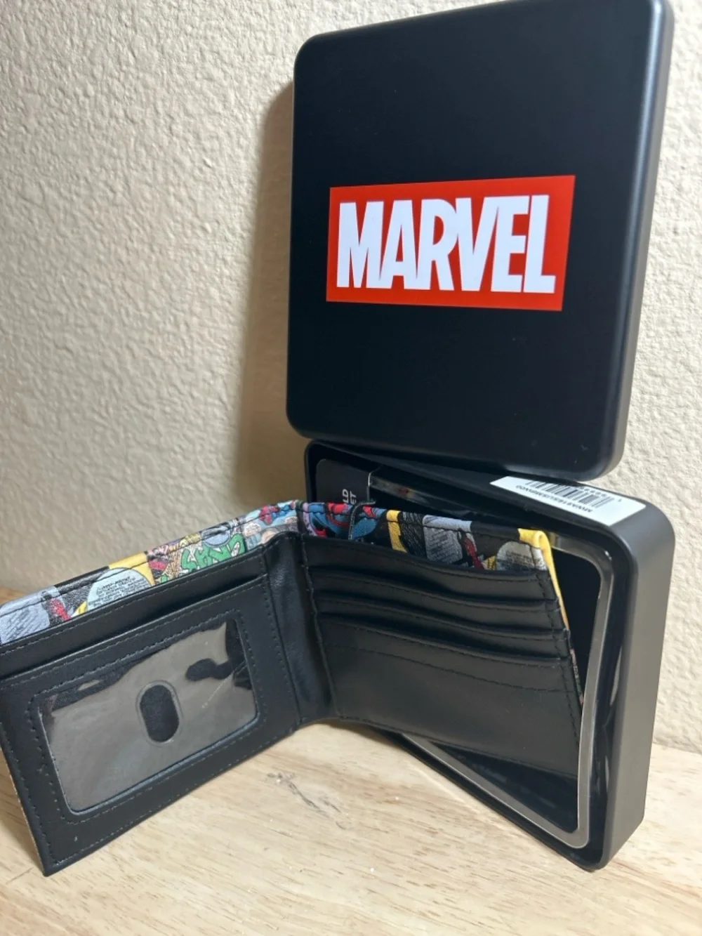Marvel Spider-Man Comic Patch Bifold Wallet in Red, Yellow, Blue, Black